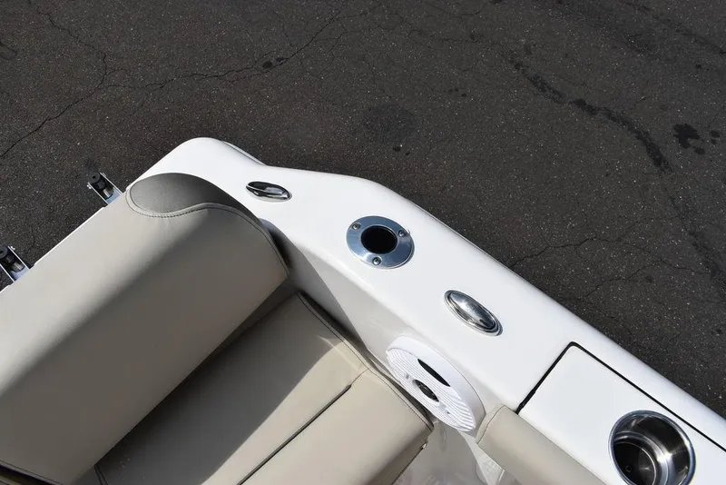 Slide: The Image of 2024 Key West 189 FS boat interior with seating and cup holders. - 41