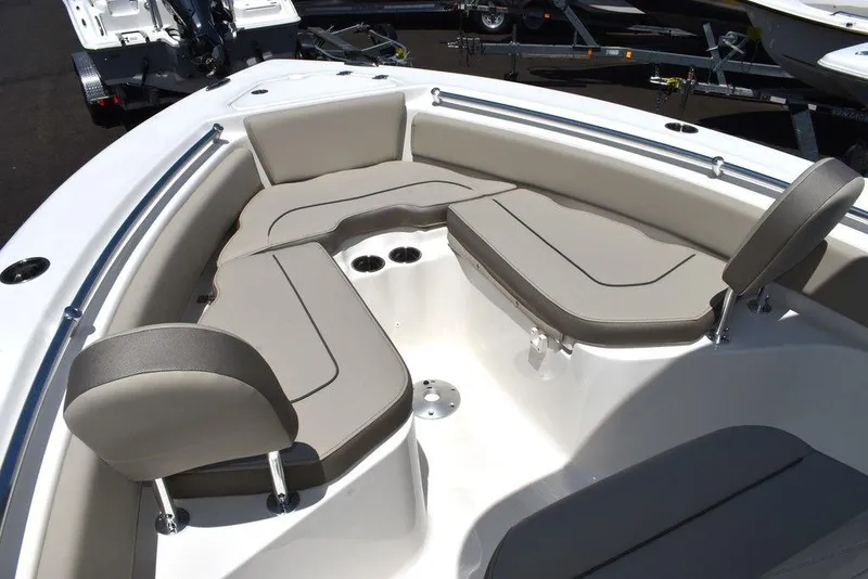 Slide: The Image of 2024 Key West 219 FS boat with spacious seating and cup holders. - 45