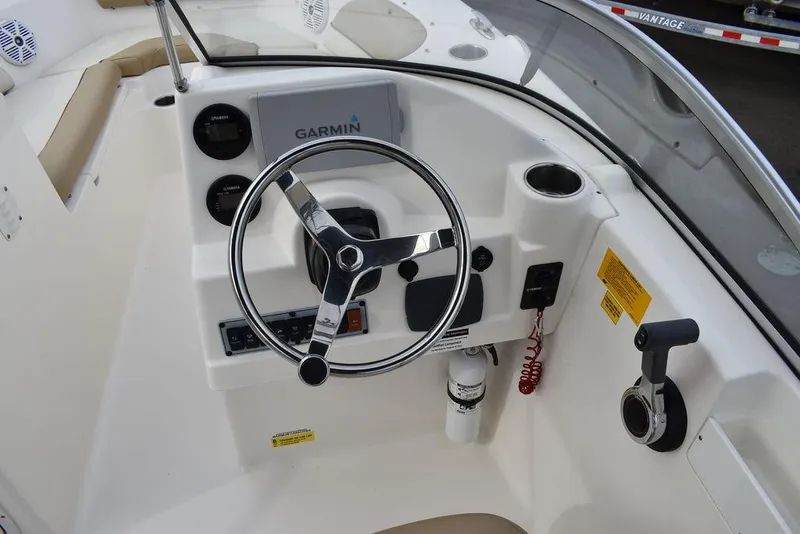 Slide: The Image of 2018 Key West 203DFS boat dashboard with Garmin navigation system. - 27