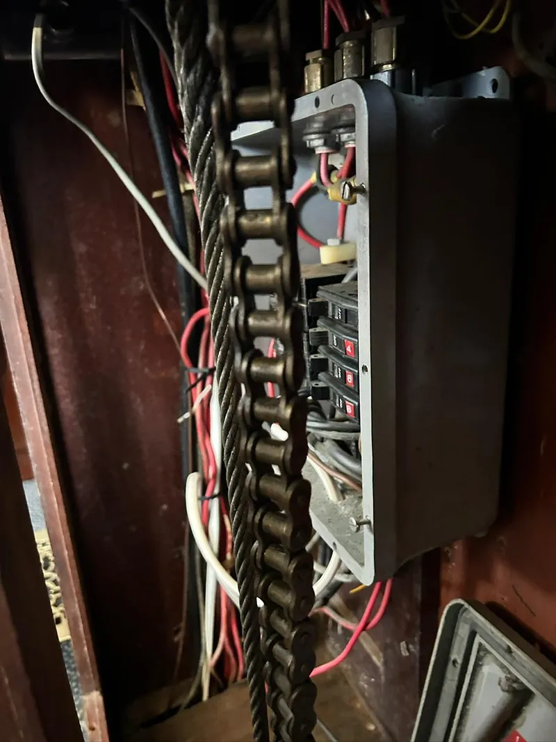 Slide: The Image of Electrical panel and wiring inside a 1930 Classic ACF 47' Motor Yacht. - 46