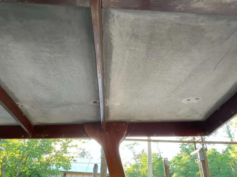 Slide: The Image of Underside view of 1930 Classic ACF 47' Motor Yacht deck structure. - 18