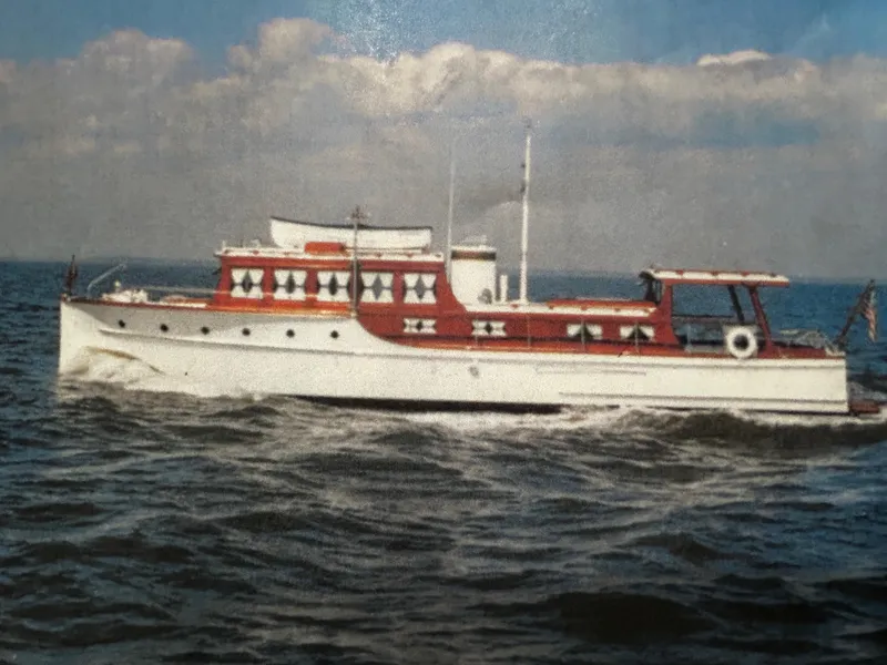Slide: The Image of Classic 1930 ACF 47' Motor Yacht cruising on open water - 1