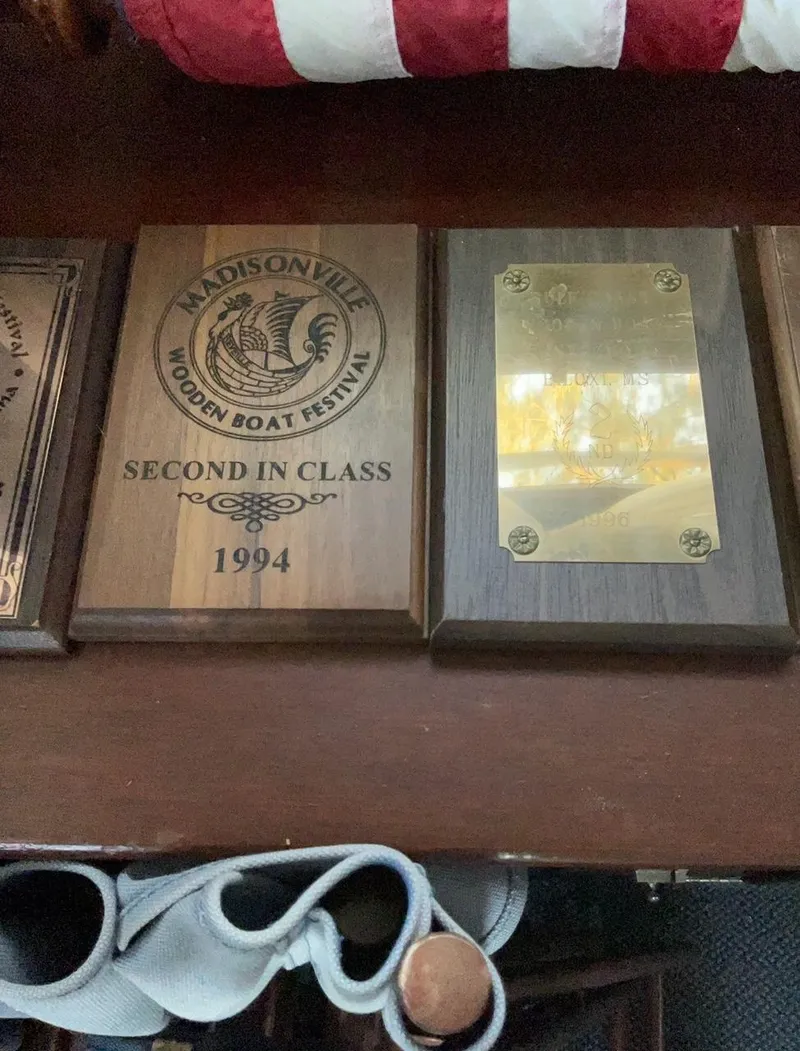 Slide: The Image of 1994 Madisonville Wooden Boat Festival Second in Class award plaque on Classic 1930 ACF 47' Motor Yacht. - 28