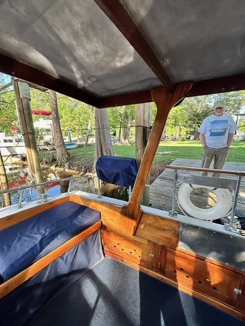 Slide: The Image of Interior of a 1930 Classic ACF 47' Motor Yacht with wooden details. - 10