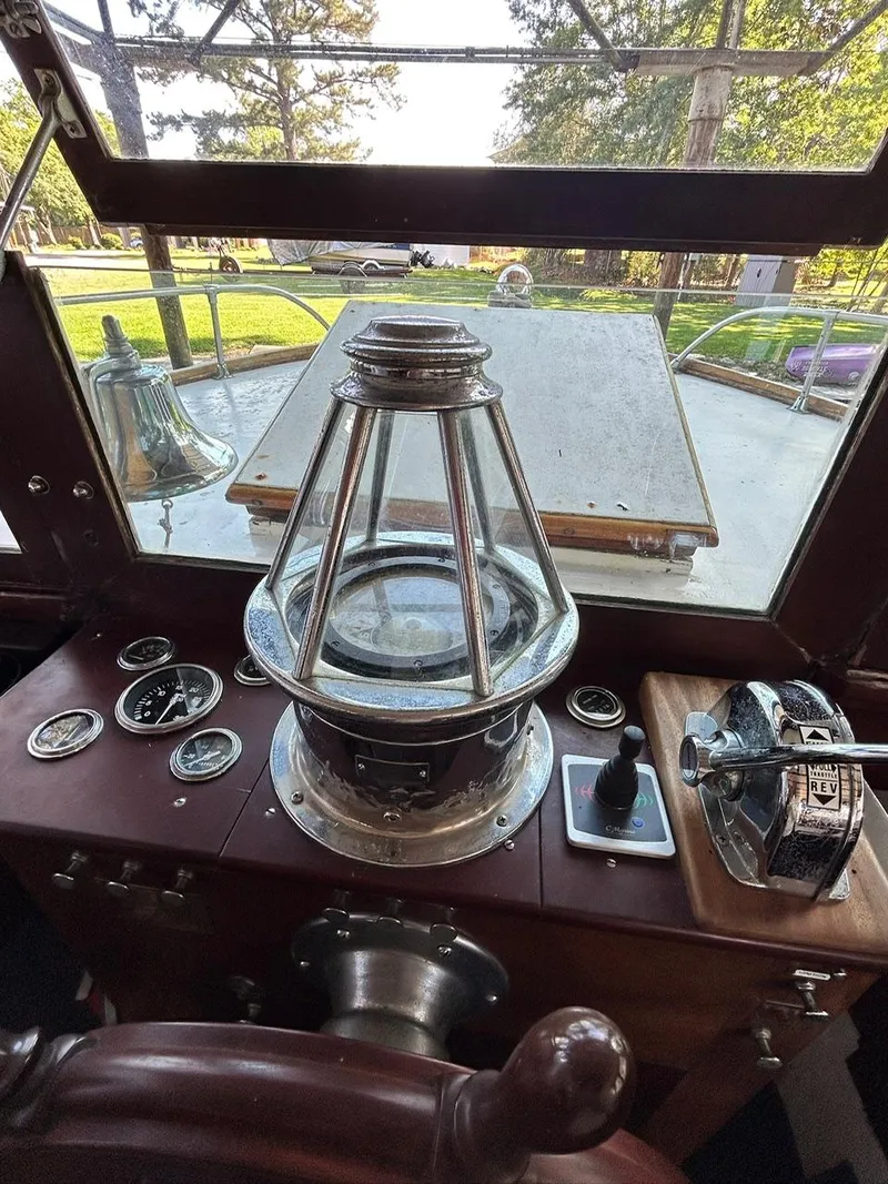 Slide: The Image of 1930 Classic ACF 47' Motor Yacht helm with vintage navigation instruments. - 37