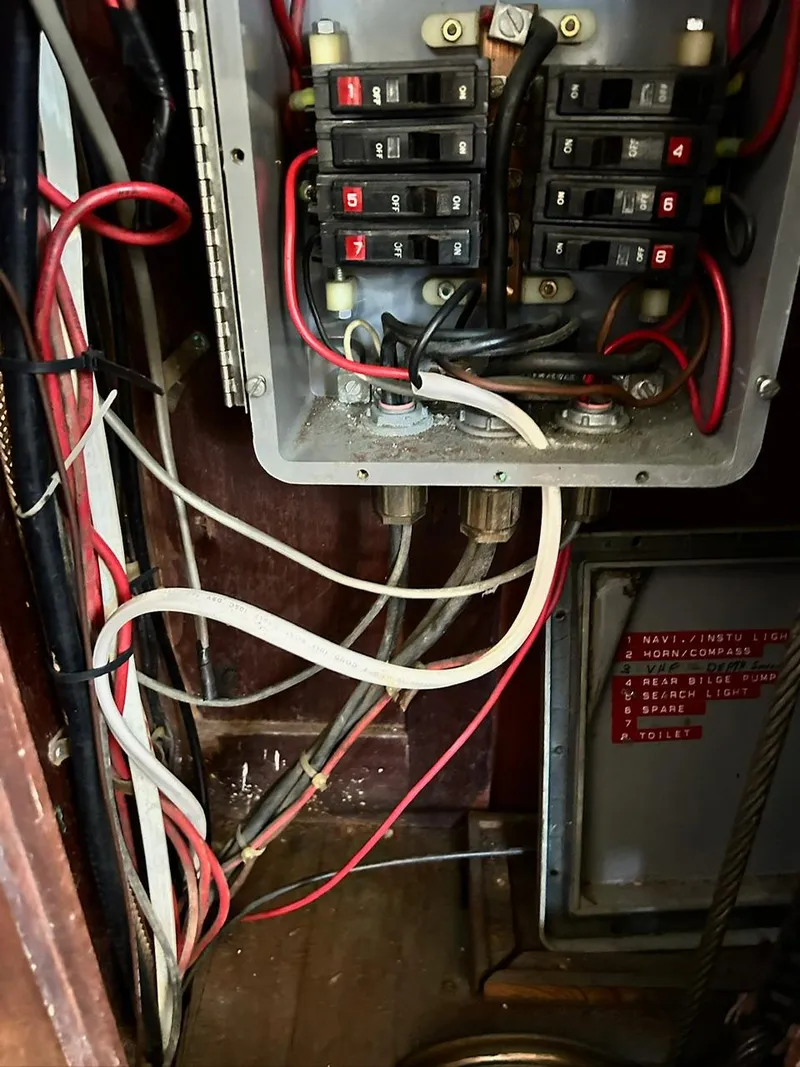 Slide: The Image of Electrical panel and wiring inside a 1930 Classic ACF 47' Motor Yacht. - 45