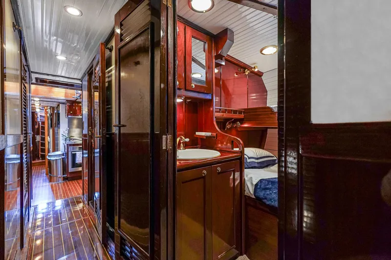 Slide: The Image of Luxurious 1929 Lyman-Morse Staysail Schooner interior with polished wood and elegant fixtures. - 42