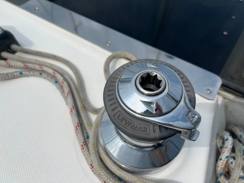 Slide: The Image of Close-up of a Lewmar winch on a 2005 Hunter 36 sailboat. - 23