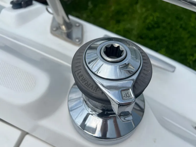 Slide: The Image of Close-up of a winch on a 2005 Hunter 36 sailboat. - 24
