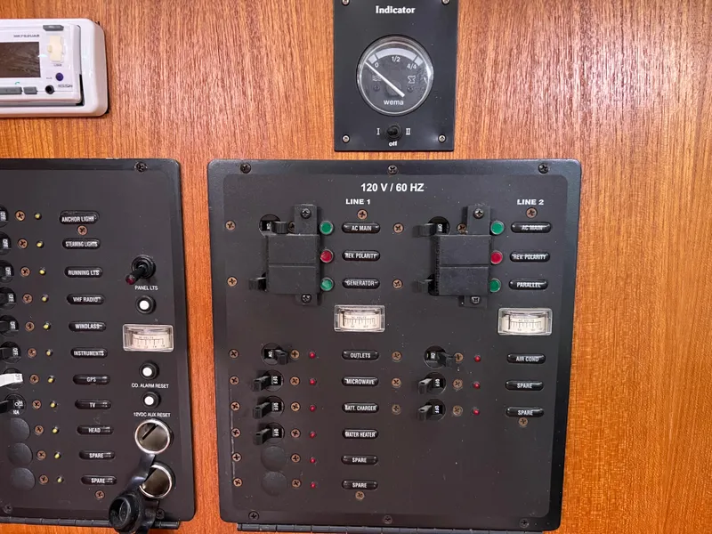 Slide: The Image of Electrical control panel on a 2005 Hunter 36 sailboat. - 36