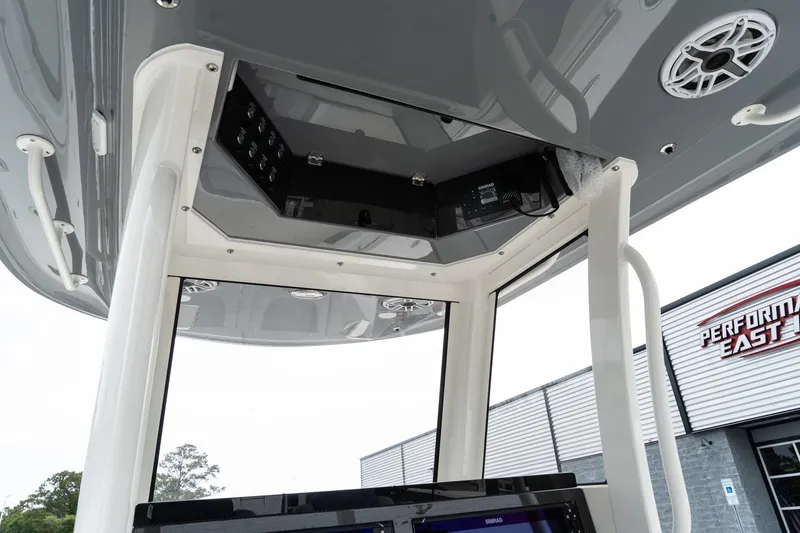 Slide: The Image of 2025 Blackwood 290 OPEN boat console with electronics and speakers. - 37