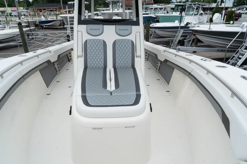 Slide: The Image of 2025 Blackwood 290 OPEN boat with cushioned seating and spacious deck. - 42