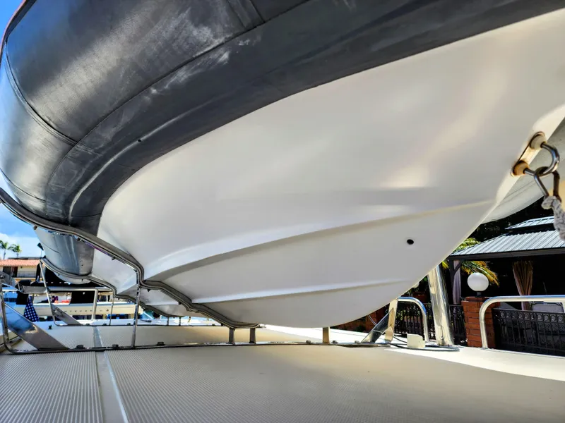 Slide: The Image of 1987 Hi-Star Yacht Fisher 55 hull view in dry dock. - 24