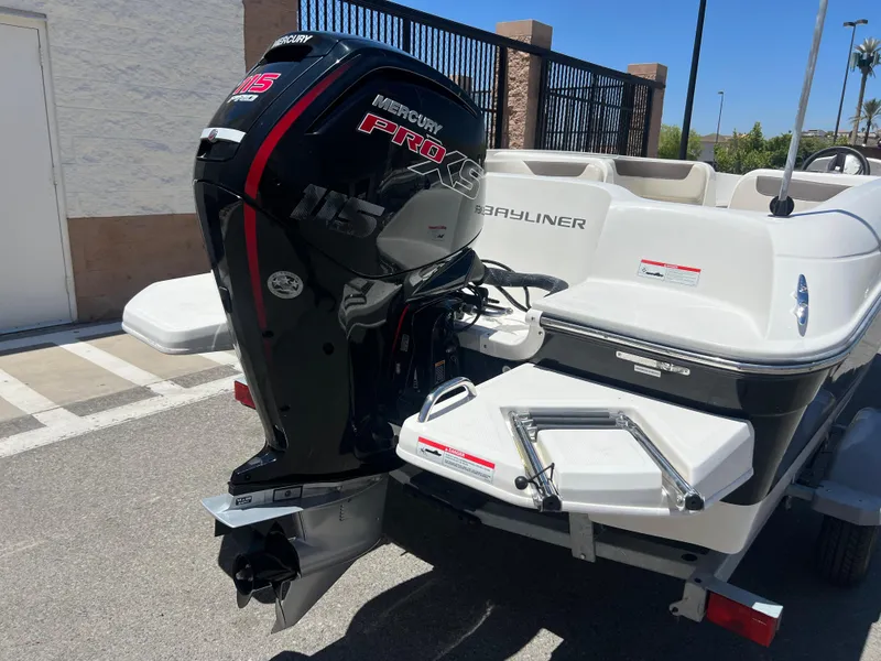 Slide: The Image of 2023 Bayliner Element E18 with Mercury Pro XS outboard motor. - 7