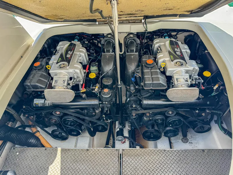 Slide: The Image of Engine compartment of a 2005 Formula 370 Super Sport boat with twin engines. - 21