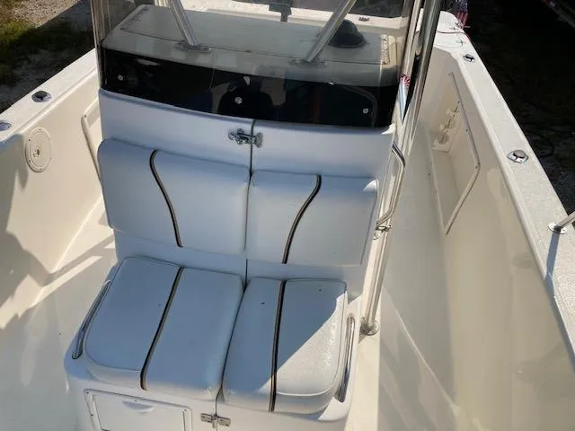 Slide: The Image of 1998 Century 2300 Center Console boat seating and console area. - 15