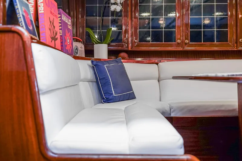 Slide: The Image of Luxurious interior of 1929 Lyman-Morse Staysail Schooner with elegant seating and decor. - 28