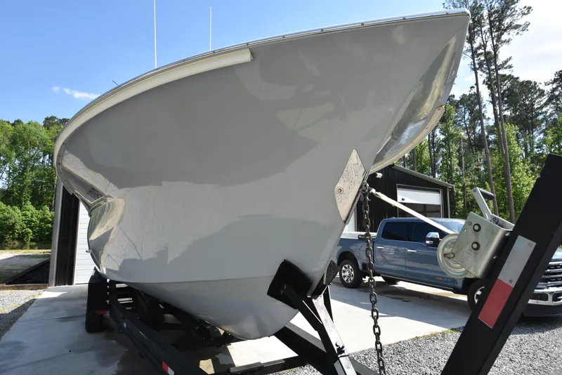 Slide: The Image of Custom Carolina 28 Cape Lookout boat on trailer, 2007 model, repowered in 2019. - 18