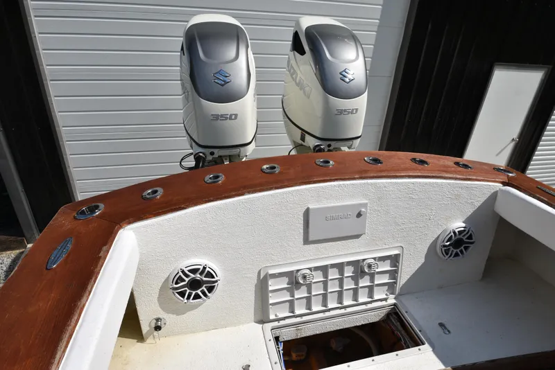 Slide: The Image of Custom Carolina 28 Cape Lookout boat with twin Suzuki 350 engines, 2019 repower, 2007 model. - 22
