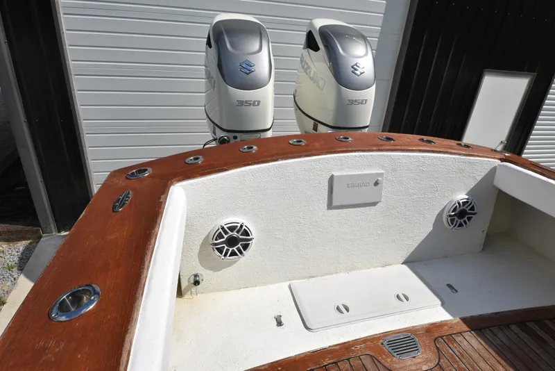 Slide: The Image of Custom Carolina 28 Cape Lookout boat, 2007 model, featuring twin Suzuki 350 engines. - 27