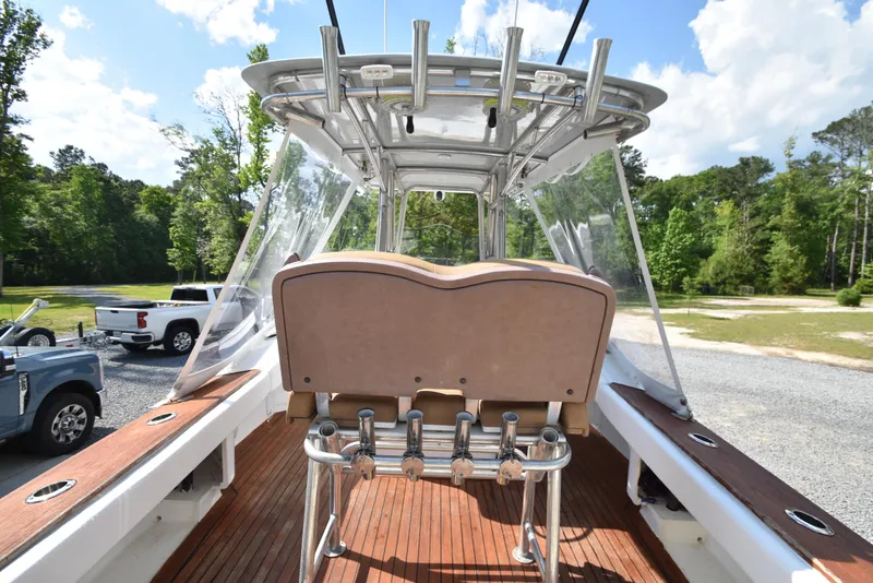 Slide: The Image of Custom Carolina 28 Cape Lookout boat interior, 2007 model, repowered in 2019, with wooden deck. - 28