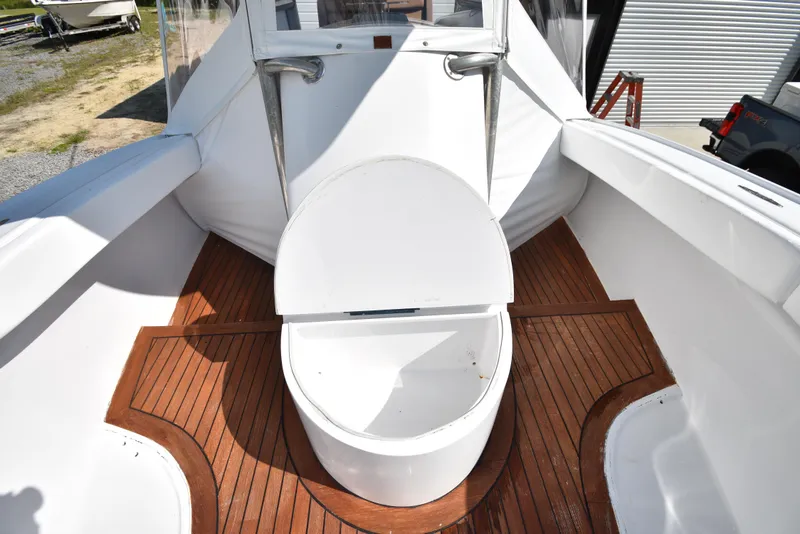 Slide: The Image of Custom Carolina 28 Cape Lookout boat deck with wooden flooring, 2007 model, repowered in 2019. - 48
