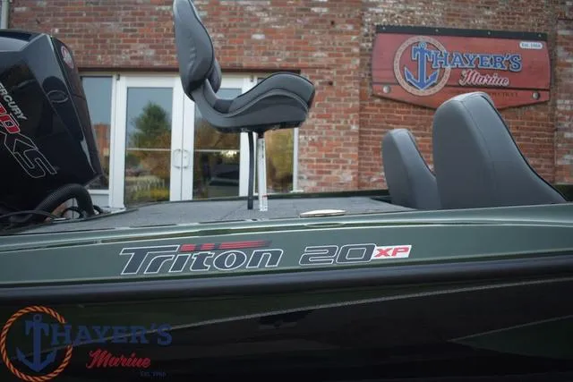 Slide: The Image of 2024 Triton 20XP boat at Thayer's Marine dealership. - 4