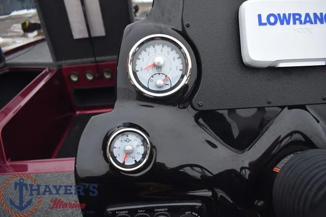 Slide: The Image of Dashboard of 2024 Nitro Z17 boat with gauges and Lowrance device. - 18