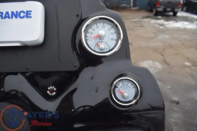Slide: The Image of Close-up of 2024 Nitro Z17 boat dashboard with speedometer and fuel gauge. - 19