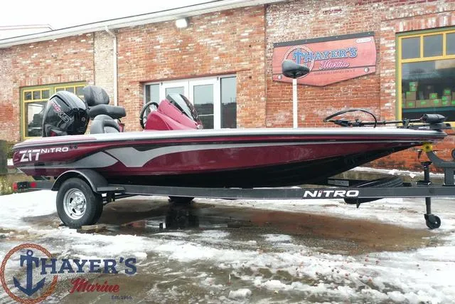 Slide: The Image of 2024 Nitro Z17 boat at Thayer's Marine dealership. - 29