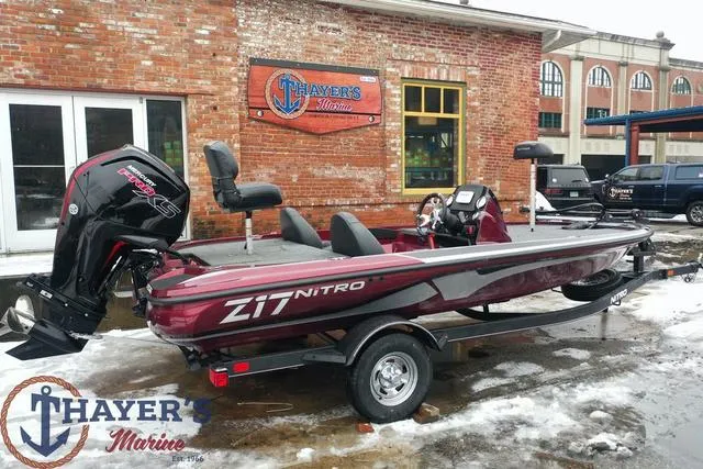 Slide: The Image of 2024 Nitro Z17 boat at Thayer's Marine dealership. - 30
