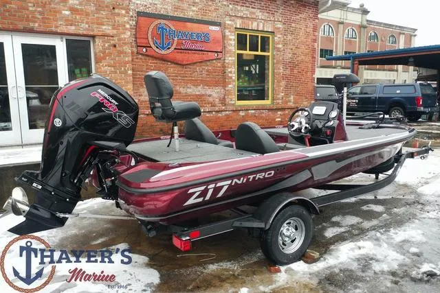 Slide: The Image of 2024 Nitro Z17 boat at Thayer's Marine dealership. - 31