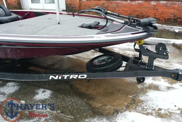 Slide: The Image of 2024 Nitro Z17 boat on trailer at Thayer's Marine. - 33