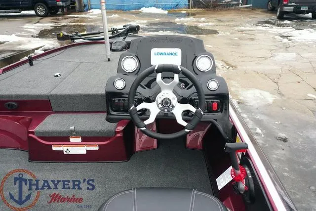 Slide: The Image of 2024 Nitro Z17 boat dashboard with Lowrance electronics at Thayer's Marine. - 36