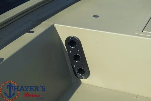 Slide: The Image of 2024 Tracker GRIZZLY® 1754 SC boat interior detail with Thayer's Marine logo. - 17