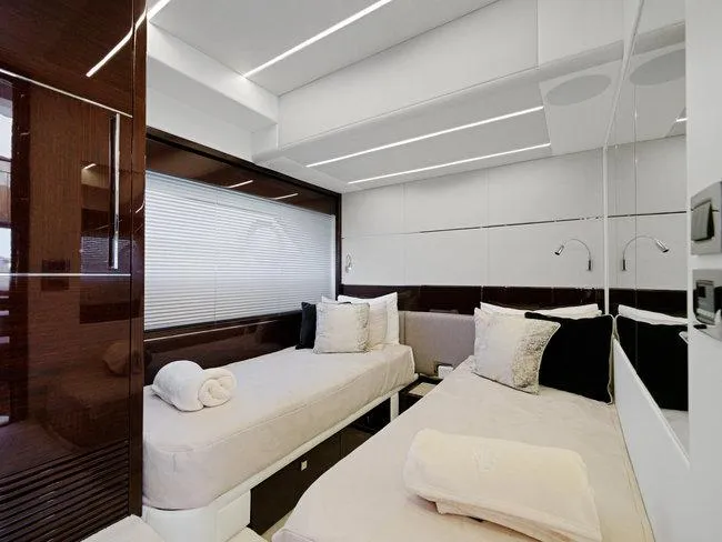 Slide: The Image of Luxurious twin cabin interior of 2018 Sunseeker Predator 74 yacht. - 9