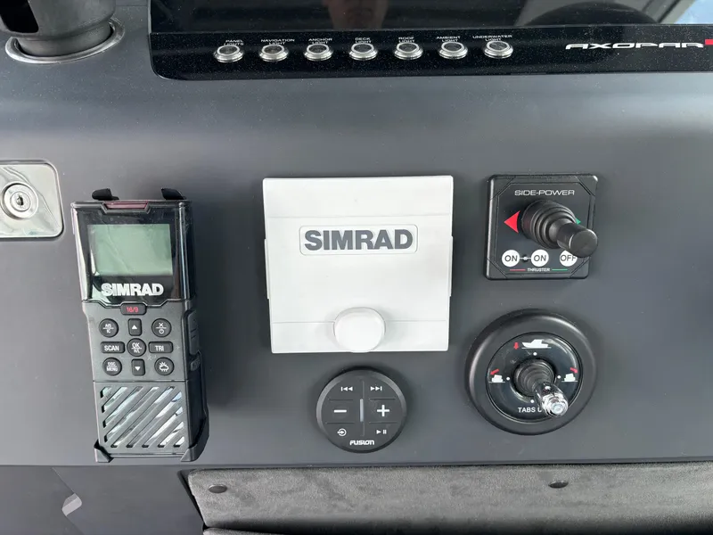 Slide: The Image of Control panel of a 2020 Axopar 37 XC with Simrad electronics. - 20