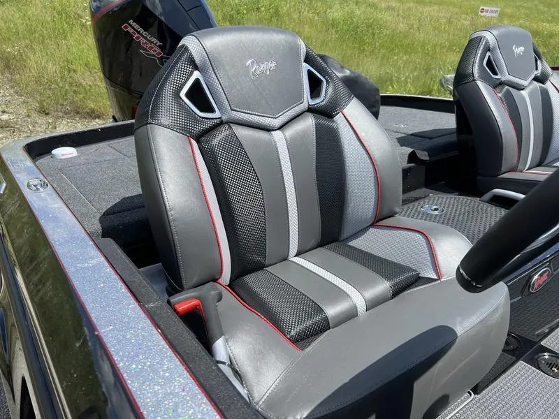 Slide: The Image of 2024 Ranger Z521R Ranger Cup Equipped boat seats with black and gray upholstery. - 7