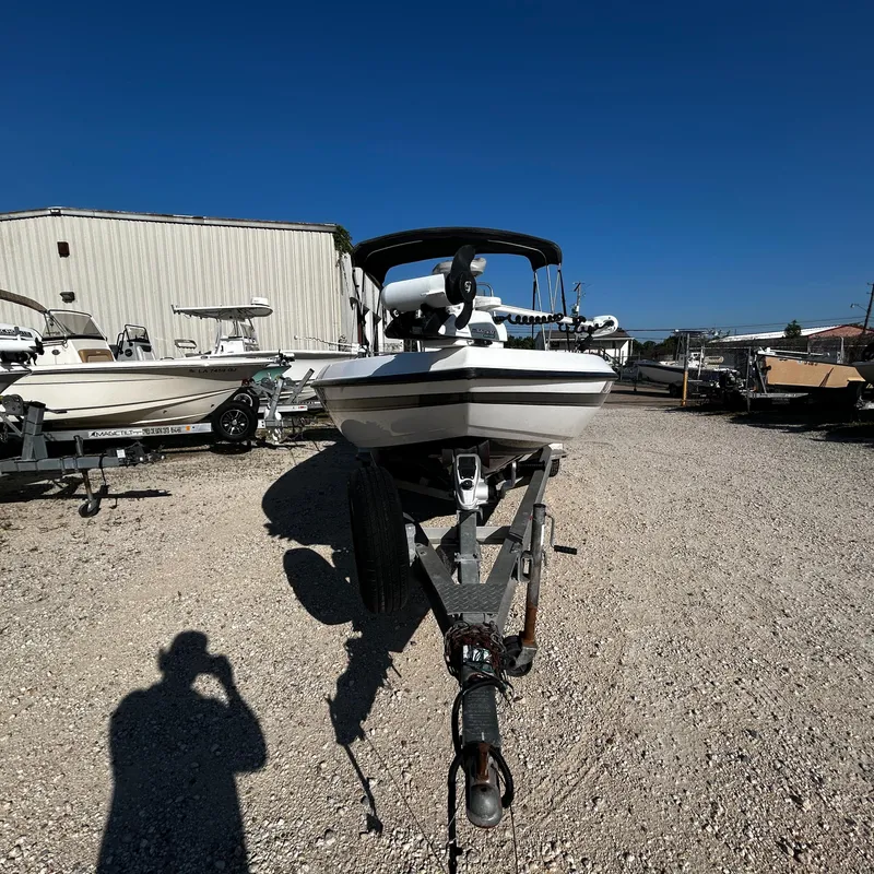 Slide: The Image of 2008 Skeeter ZX2250 boat on a trailer in a boatyard. - 7