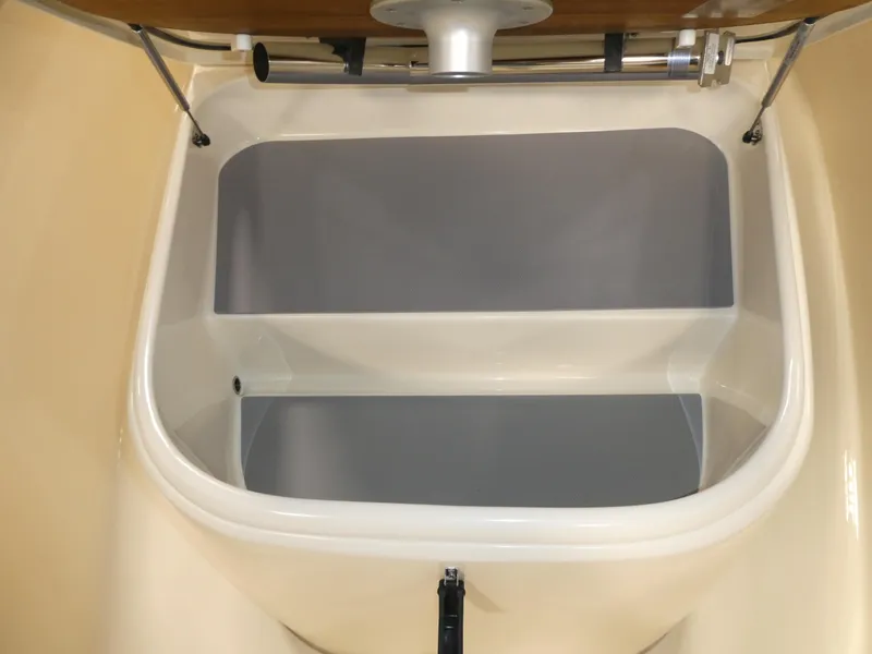 Slide: The Image of 2024 Scout 305 LXF boat storage compartment. - 22