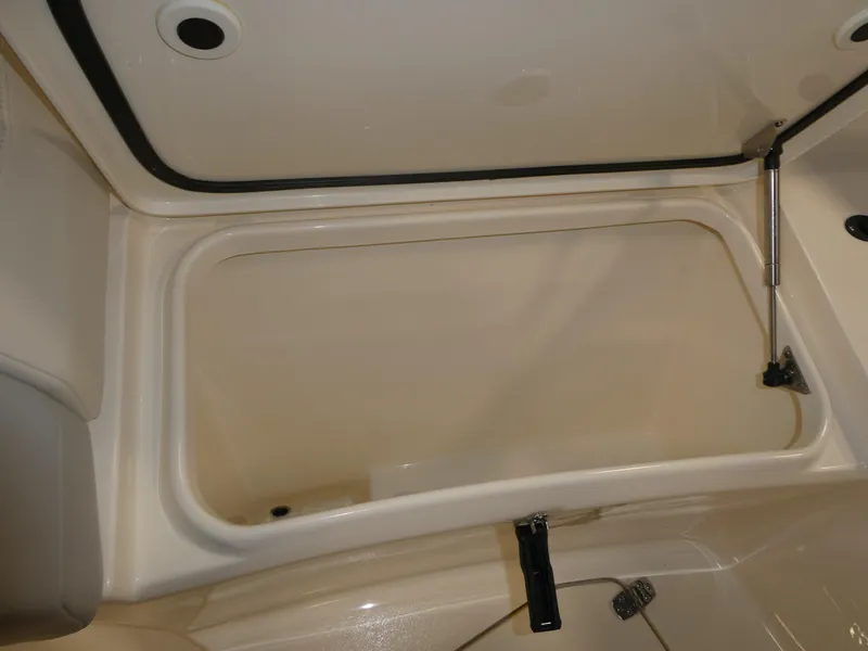 Slide: The Image of 2024 Scout 305 LXF boat storage compartment. - 25