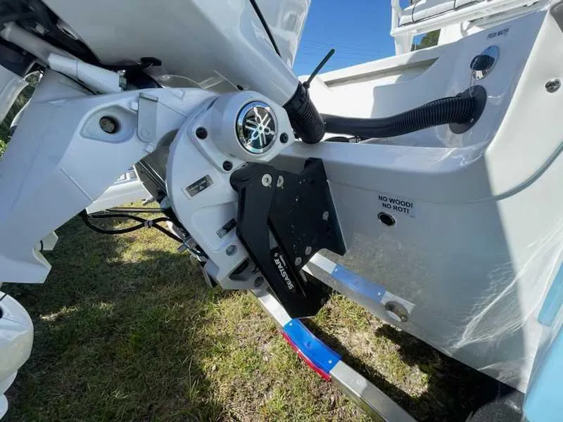 Slide: The Image of 2024 Sea Fox 231 Bay Fox Center Console boat engine and transom detail. - 7