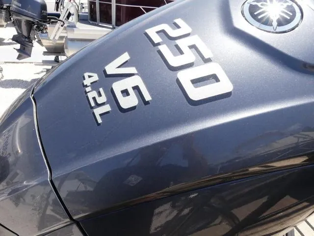 Slide: The Image of Close-up of AquaPatio 255 SBC 2023 boat engine, 250 V6 4.2L. - 7