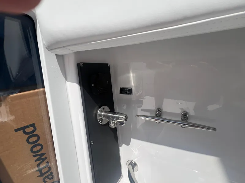 Slide: The Image of 2024 Blackfin 272 CC boat interior detail with stainless steel fixtures. - 28