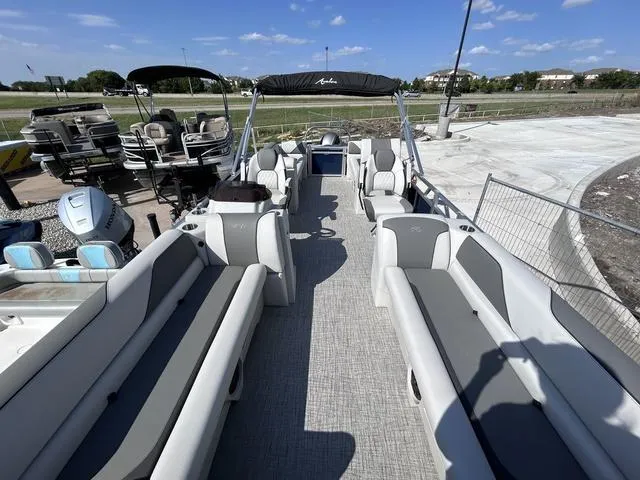 Slide: The Image of 2024 Avalon Venture Quad Lounger 23 FT boat seating in gray. - 3
