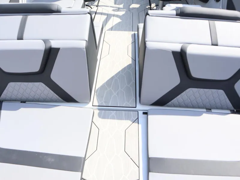 Slide: The Image of 2024 Yamaha Boats 222XE interior seating and flooring design. - 11
