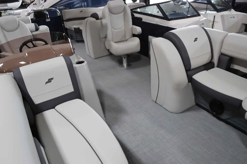 Slide: The Image of Luxurious interior of 2025 Starcraft EXS 3 boat with plush seating and modern design. - 10