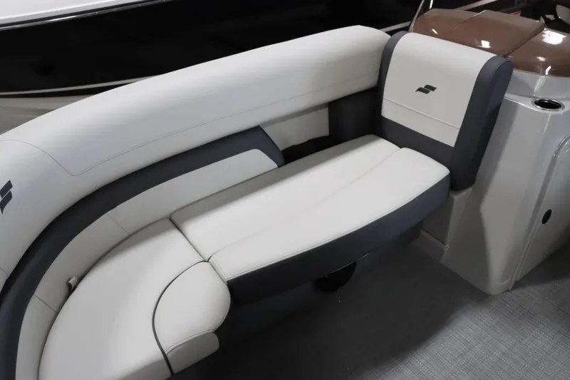 Slide: The Image of 2025 Starcraft EXS 3 boat interior with sleek, modern seating design. - 14