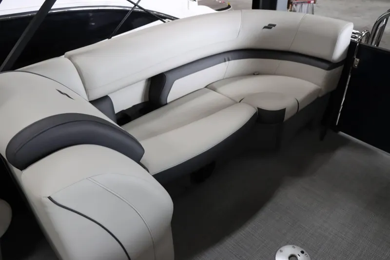 Slide: The Image of 2025 Starcraft EXS 3 boat interior with sleek, modern seating design. - 23