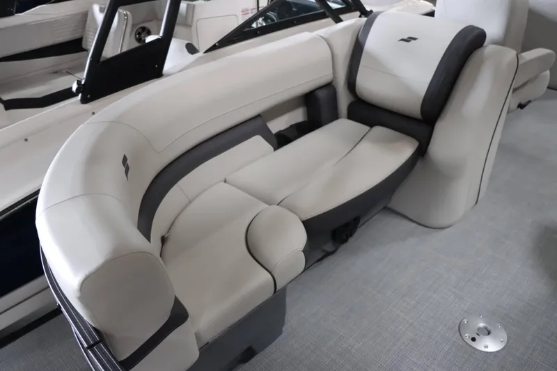 Slide: The Image of Luxurious seating in 2025 Starcraft EXS 3 boat, featuring elegant beige upholstery. - 27